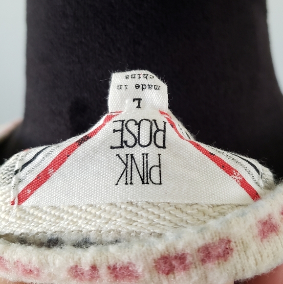 Pink Rose Cream Holiday Christmas Snowflake Fair Isle Sweater Size Large - Picture 6 of 7